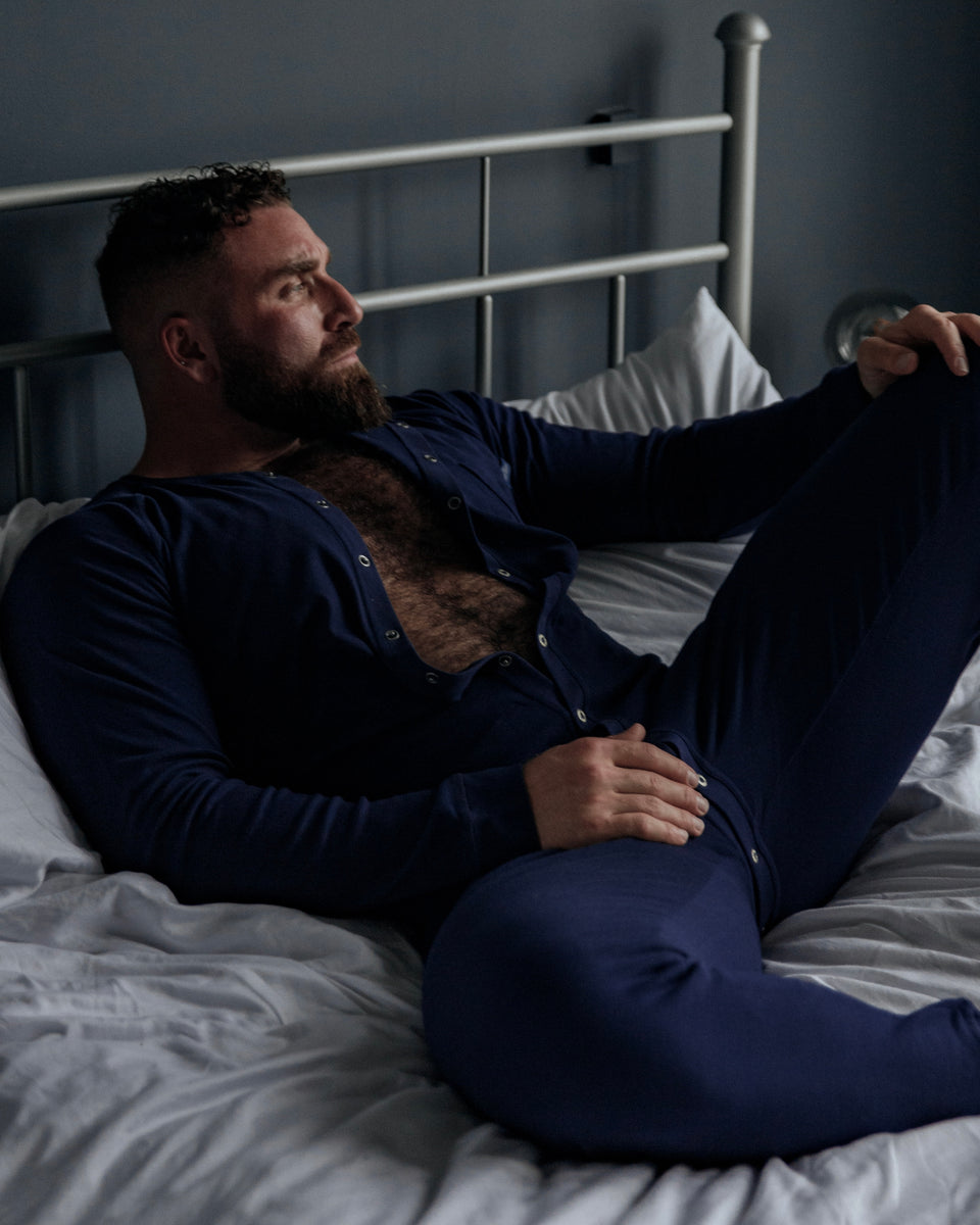 Long Sleeve Union Suit - Navy – Den Loungewear